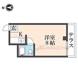 グランタック竜安寺 1Kの間取図画像
