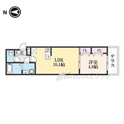 京都市南区東九条南松ノ木町アパート 1LDKの間取図画像