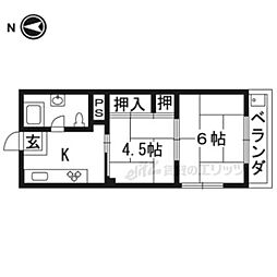 樂軒ハイツ 2Kの間取図画像