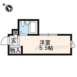 コスモ三条京阪 ワンルームの間取図画像