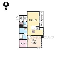 シャーメゾン田中宮 1LDKの間取図画像