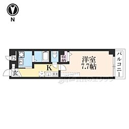 プルミエ千本寺之内 1Kの間取図画像