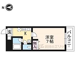K'sクラブハウス 1Kの間取図画像