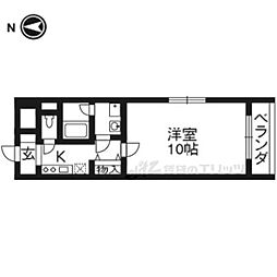 シャルレ桂坂 1Kの間取図画像