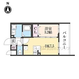 ファステート京都ステーションウォズ 1DKの間取図画像