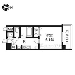 スワンズ京都二条城北 1Kの間取図画像