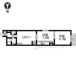 シャトル京都駅 2LDKの間取図画像