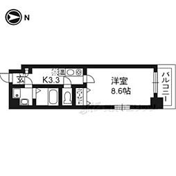 ベルシャンブル 1Kの間取図画像