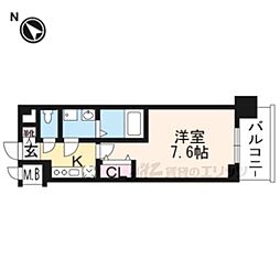 CRYSTALGLANZ京都西大路 1Kの間取図画像