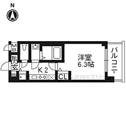 プレサンス京都五条天使突抜 1Kの間取図画像