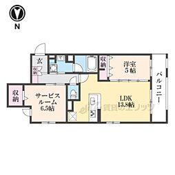 ベルフォーレ御所南 2LDKの間取図画像