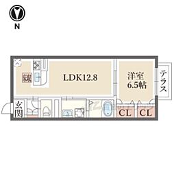 セントリヴィエ京都衣笠 1LDKの間取図画像
