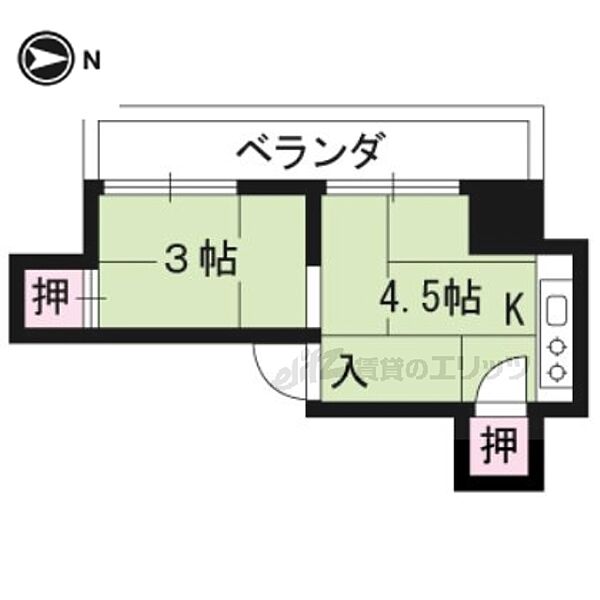 牧定荘 3｜京都府京都市左京区田中春菜町(賃貸アパート1K・1階・14.51㎡)の写真 その2