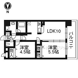 プレサンス京大前 1階2LDKの間取り