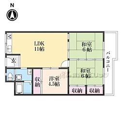 京都市営烏丸線 今出川駅 徒歩20分の賃貸マンション 5階4LDKの間取り