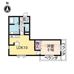 京都市営烏丸線 北山駅 徒歩3分の賃貸マンション 2階1LDKの間取り