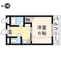 ＣＯＺＹハイツII 1階1Kの間取り
