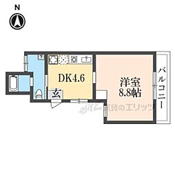 ビオス京都西陣アヤナス 1DKの間取図画像