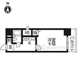 エスリード四条河原町 1Kの間取図画像