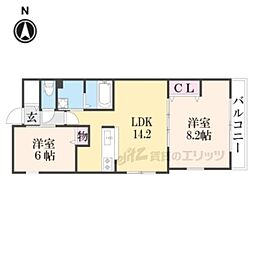 銀閣寺道レジデンス 2LDKの間取図画像