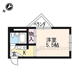 ソネット白川 1Kの間取図画像