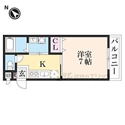 yumarin7一乗寺 1Kの間取図画像