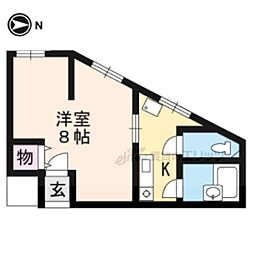 ジュネス東條 1Kの間取図画像