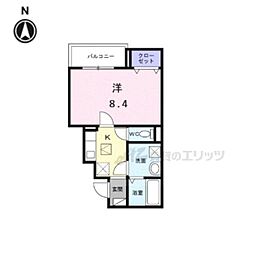 京都市北区紫竹栗栖町アパート 1Kの間取図画像