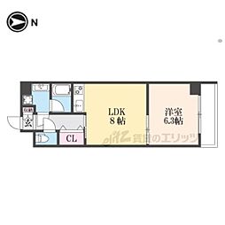 御所北エクセルミヤケ 1LDKの間取図画像