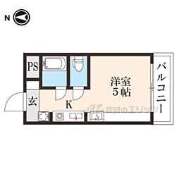 御室ガーデンハイツ 1Kの間取図画像