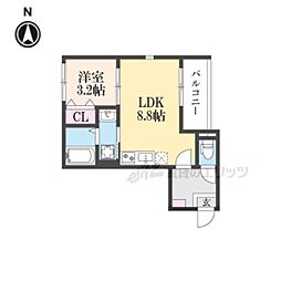 四ノ宮レジデンス 1LDKの間取図画像