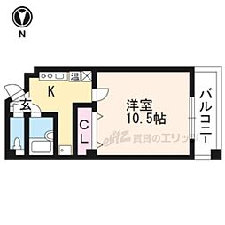 ロフト釜座御池 1Kの間取図画像