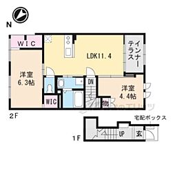 コンフォール横木 2LDKの間取図画像