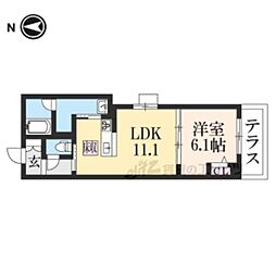 ViaSoleやましな 1LDKの間取図画像