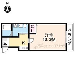 WISHBONE鞍馬口大宮 1Kの間取図画像