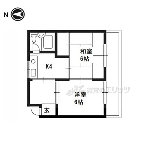 シャトー広見 403｜京都府京都市山科区西野広見町(賃貸マンション2DK・4階・34.59㎡)の写真 その2