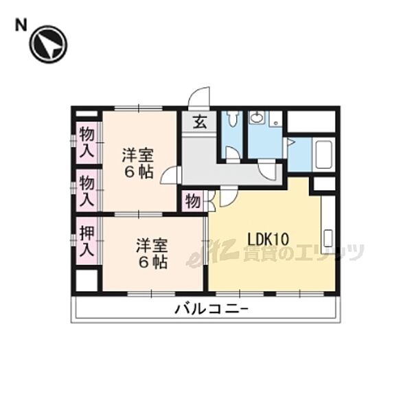 滋賀県守山市播磨田町(賃貸マンション2LDK・4階・58.00㎡)の写真 その2