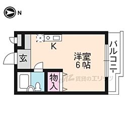 プルシャン山科 ワンルームの間取図画像