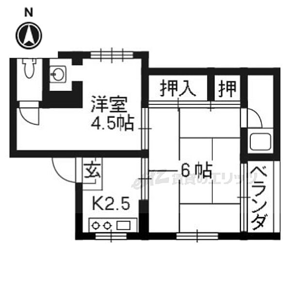 豊栄マンション 302｜京都府京都市東山区一橋野本町(賃貸マンション2K・3階・37.12㎡)の写真 その2