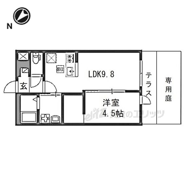 滋賀県守山市古高町(賃貸アパート1LDK・1階・36.00㎡)の写真 その2