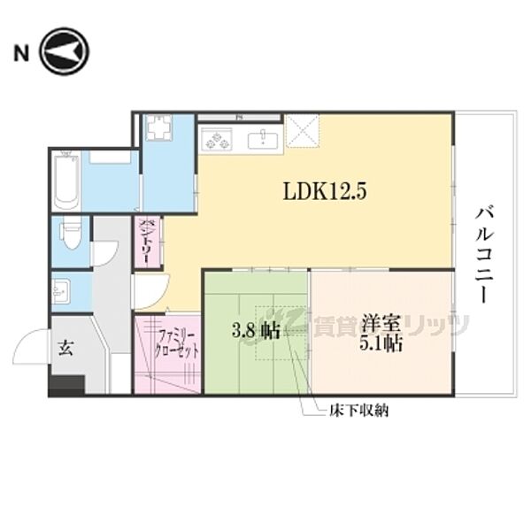 ロイヤルハイツ秀 208｜京都府京都市山科区西野山射庭ノ上町(賃貸マンション2LDK・2階・51.84㎡)の写真 その2