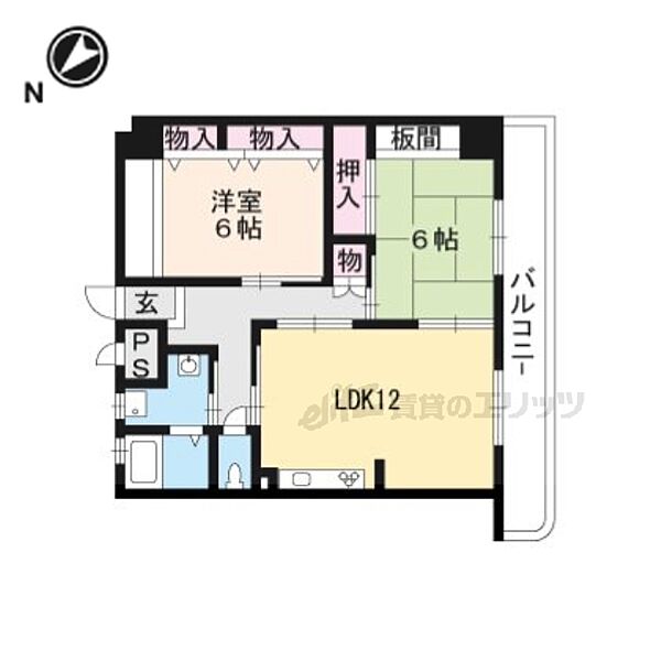 滋賀県栗東市下鈎(賃貸マンション2LDK・3階・64.00㎡)の写真 その2