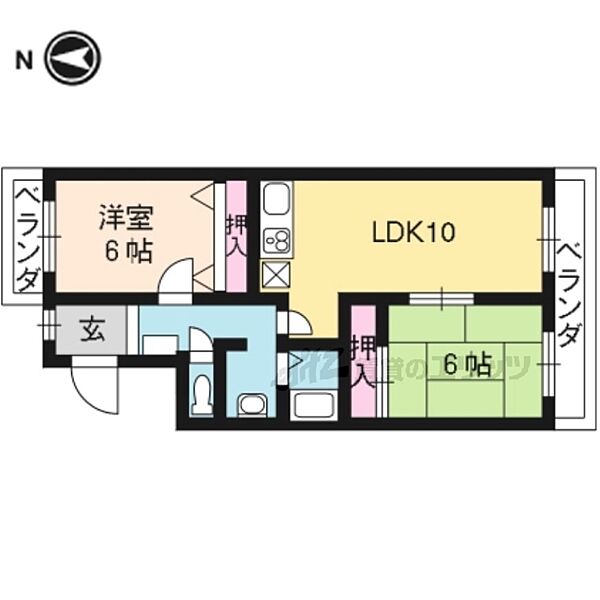 グリーンヒル黄檗 305｜京都府宇治市五ケ庄芝ノ東(賃貸マンション2LDK・3階・52.00㎡)の写真 その2