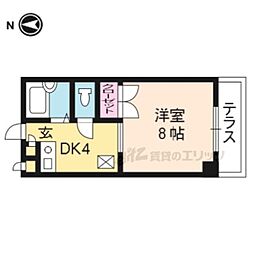 JR東海道・山陽本線 山科駅 徒歩12分の賃貸マンション 1階1DKの間取り