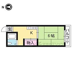 ハウス須賀 2階1Kの間取り