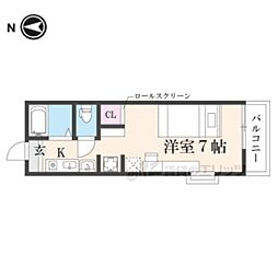 JR東海道・山陽本線 山科駅 徒歩6分の賃貸アパート 1階1Kの間取り
