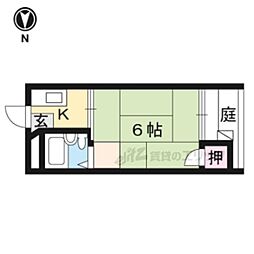 京阪本線 出町柳駅 徒歩23分の賃貸アパート 1階1Kの間取り