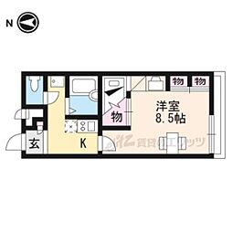 京阪京津線 四宮駅 徒歩8分の賃貸アパート 2階1Kの間取り