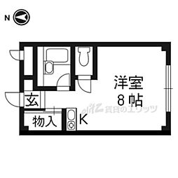 アズィールＤ棟 2階ワンルームの間取り