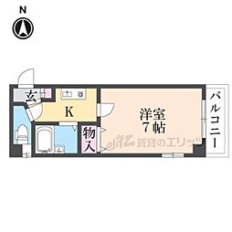 プレールハイム大宮 3階1Kの間取り